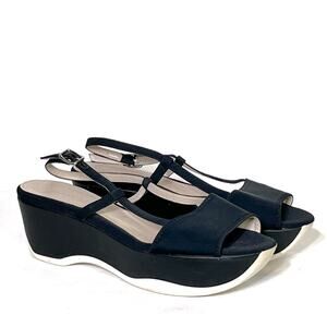Jil Sander Black Platform Slingback Sandals Size 36.5